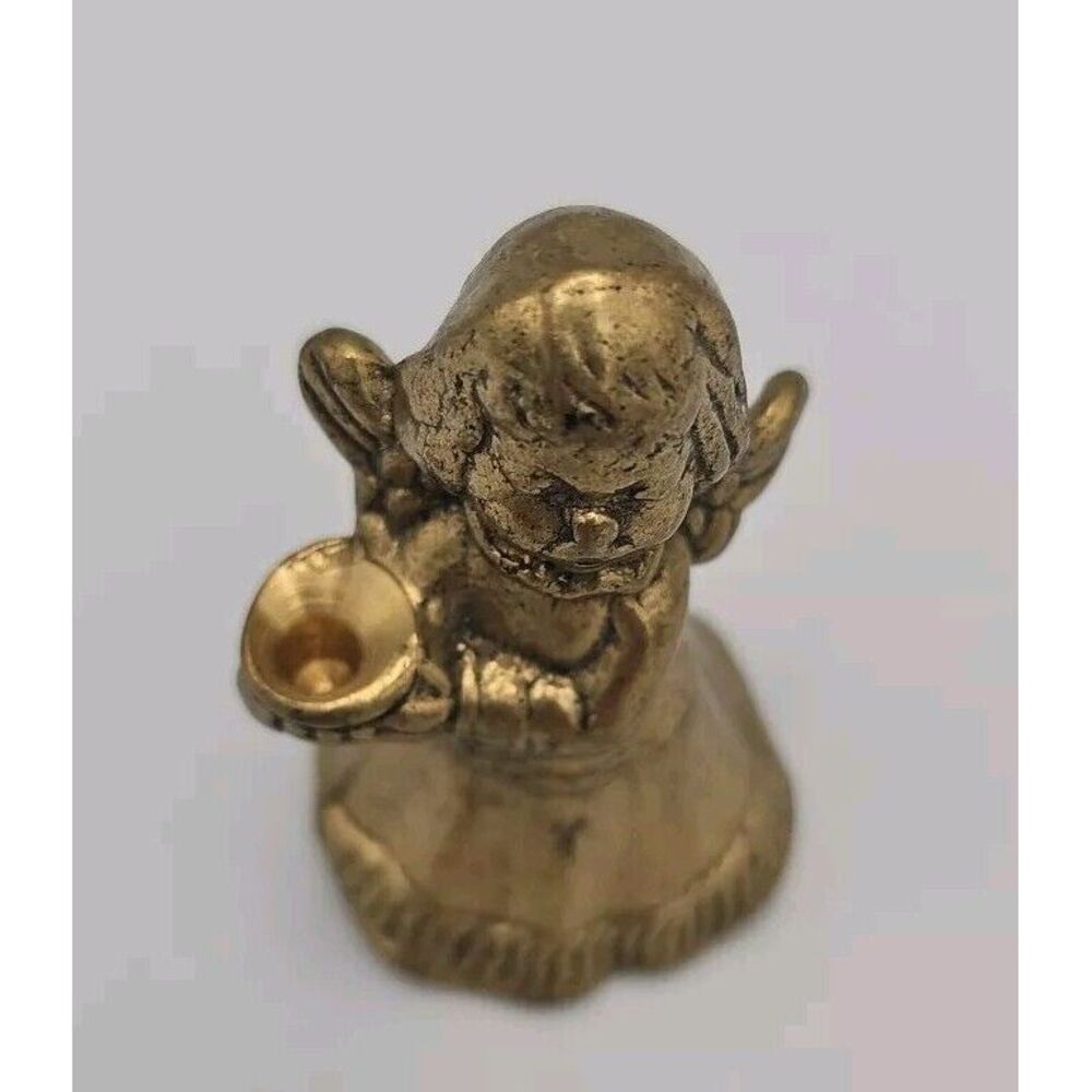 Vintage‎ Hollow Brass/Bronze Angel Miniature Figurine Candle Holder 2.25" - Picture 4 of 4
